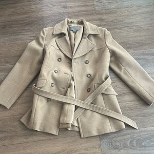 Ann Taylor Beige Double-Breasted Pea Coat